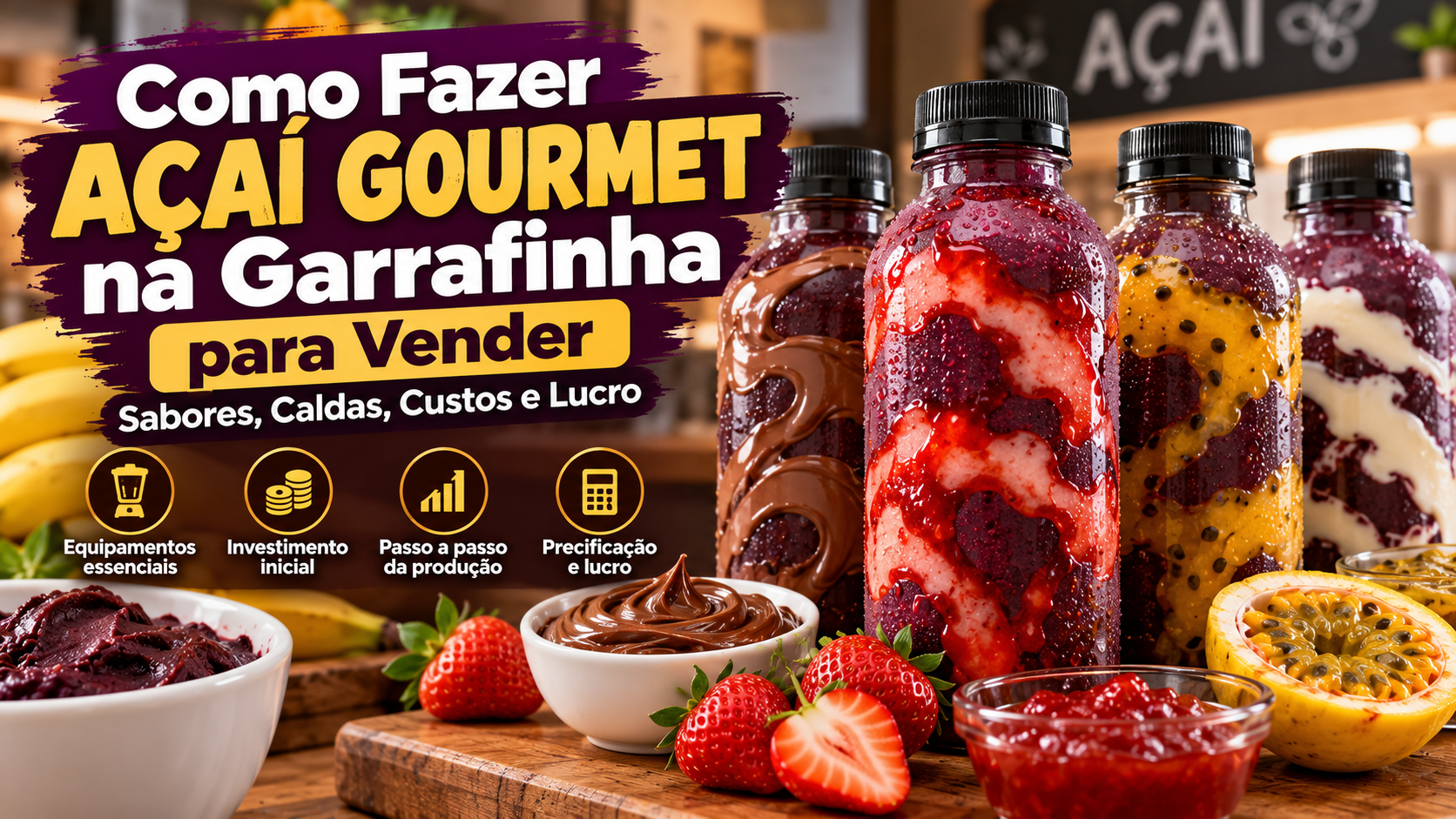 Como Fazer Açaí Gourmet na Garrafinha para Vender: Sabores, Caldas, Custos e Lucro